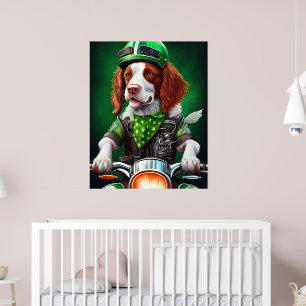 Brittany Spaniel fährt Fahrrad am St. Patrick's Da Poster