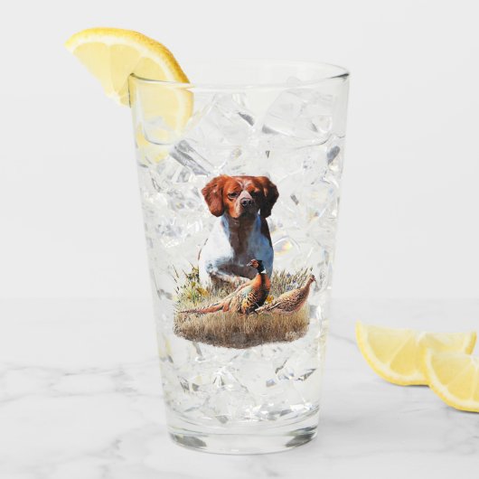 Brittany Spaniel – Feld, Fokus, Fasan, Kunst Glas (Vorderseite Ice)