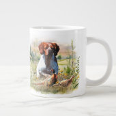 Brittany Spaniel – Feld, Fokus, Fasan, Kunst Jumbo-Tasse (Rechts)