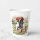 Brittany Spaniel – Feld, Fokus, Fasan, Kunst Pappbecher (Rückseite)