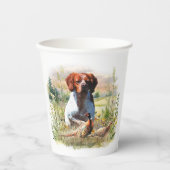 Brittany Spaniel – Feld, Fokus, Fasan, Kunst Pappbecher (Vorderseite)