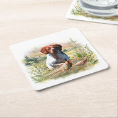 Brittany Spaniel – Feld, Fokus, Fasan, Kunst Rechteckiger Pappuntersetzer (angewinkelt)