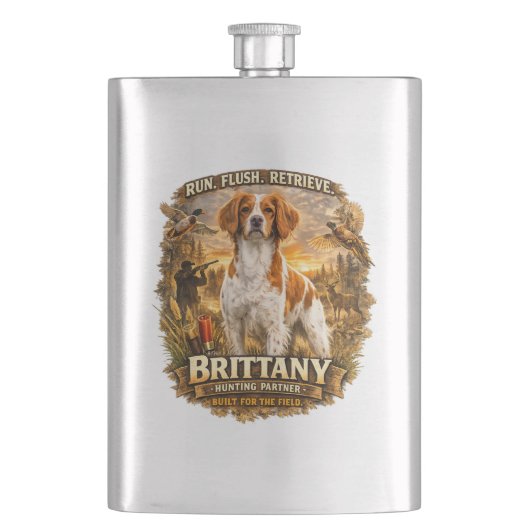 Brittany Spaniel Flachmann (Vorderseite)