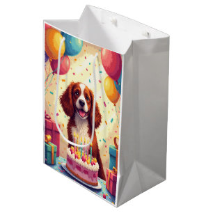 Brittany Spaniel Geburtstagsfeier Mittlere Geschenktüte