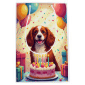 Brittany Spaniel Geburtstagsfeier Mittlere Geschenktüte (Vorderseite)
