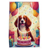 Brittany Spaniel Geburtstagsfeier Mittlere Geschenktüte (Rückseite)