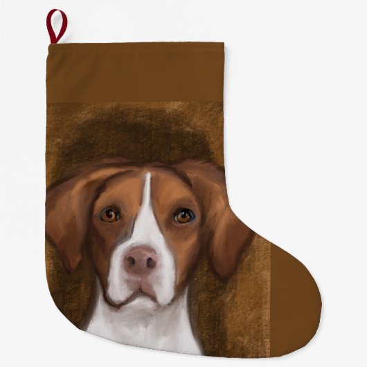 Brittany Spaniel Großer Weihnachtsstrumpf (Vorderseite)