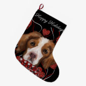 Brittany Spaniel Großer Weihnachtsstrumpf (Vorderansicht (hängend))