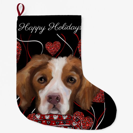 Brittany Spaniel Großer Weihnachtsstrumpf (Vorderseite)
