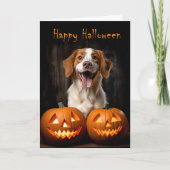 Brittany Spaniel Halloween Karte (Vorderseite)