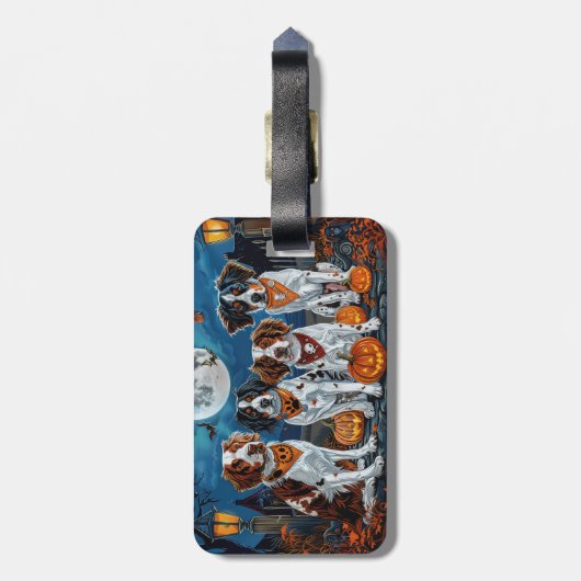 Brittany Spaniel Halloween Spooky Gepäckanhänger (Rückseite vertikal)