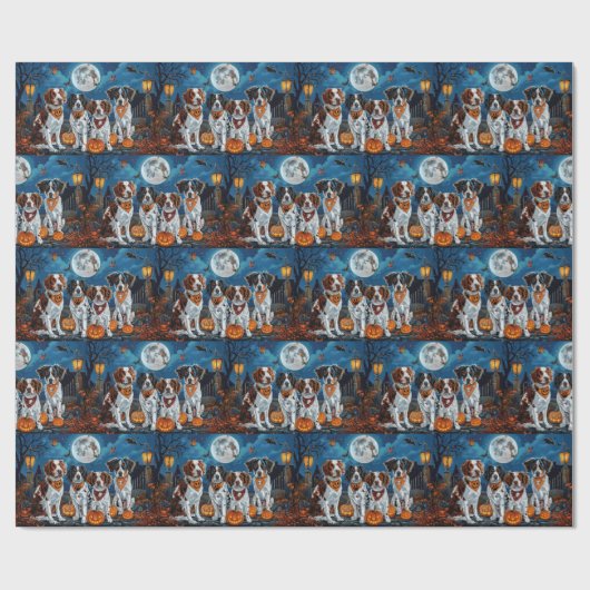 Brittany Spaniel Halloween Spooky Geschenkpapier (Flach)
