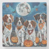 Brittany Spaniel Halloween Spooky Steinuntersetzer (Vorderseite)