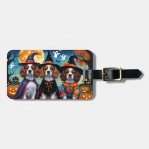 Brittany Spaniel Hogs Pumpkin Halloween Funny Gepäckanhänger