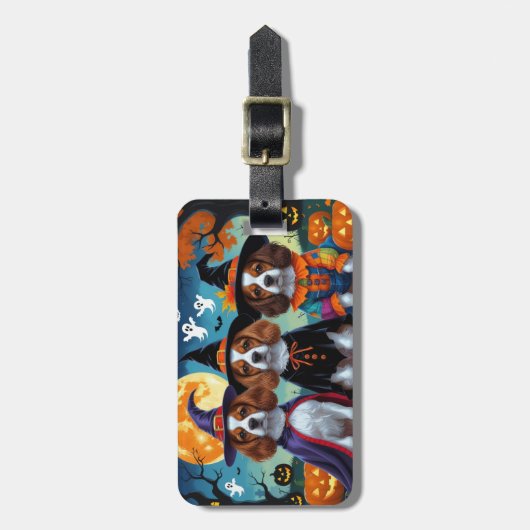 Brittany Spaniel Hogs Pumpkin Halloween Funny Gepäckanhänger (Vorderseite vertikal)