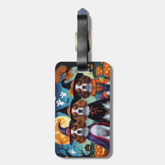 Brittany Spaniel Hogs Pumpkin Halloween Funny Gepäckanhänger (Rückseite vertikal)