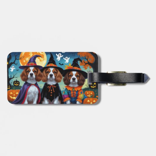 Brittany Spaniel Hogs Pumpkin Halloween Funny Gepäckanhänger (Rückseite horizontal)