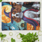 Brittany Spaniel Hogs Pumpkin Halloween Funny Geschirrtuch (Gefaltet)