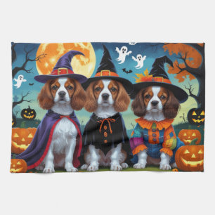 Brittany Spaniel Hogs Pumpkin Halloween Funny Geschirrtuch