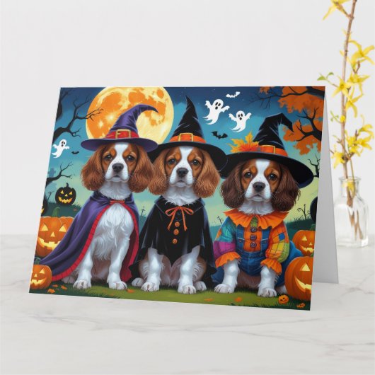 Brittany Spaniel Hogs Pumpkin Halloween Funny Karte (Gelbe Blume)
