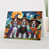 Brittany Spaniel Hogs Pumpkin Halloween Funny Karte (Vorderseite)