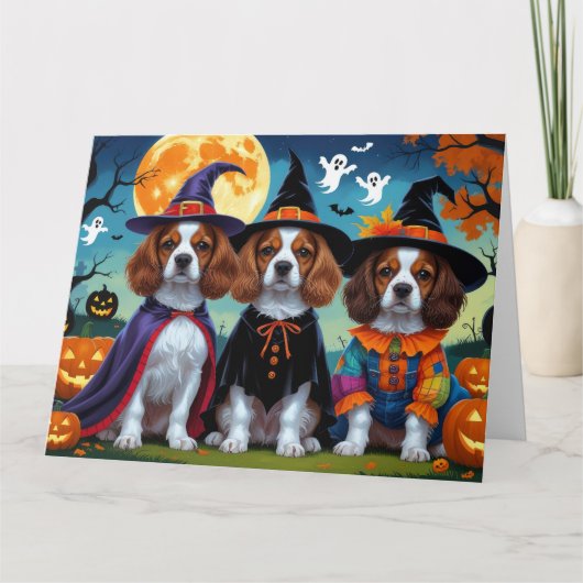 Brittany Spaniel Hogs Pumpkin Halloween Funny Karte (Vorderseite)