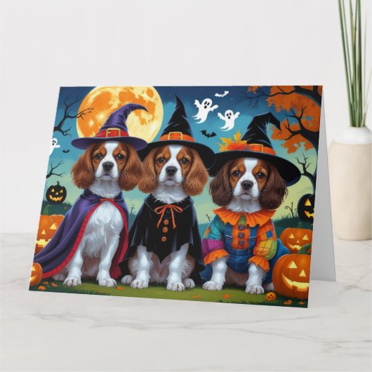 Brittany Spaniel Hogs Pumpkin Halloween Funny Karte (Vorderseite)
