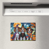 Brittany Spaniel Hogs Pumpkin Halloween Funny Magnet (In Situ (Geschirrspüler))