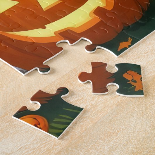 Brittany Spaniel Hogs Pumpkin Halloween Funny Puzzle (Seite)