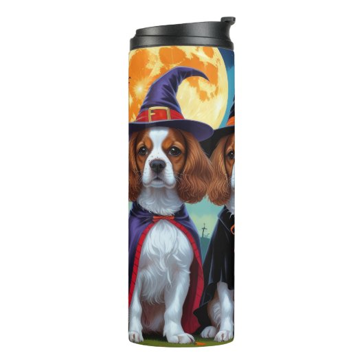 Brittany Spaniel Hogs Pumpkin Halloween Funny Thermosbecher (Nach links gedreht)