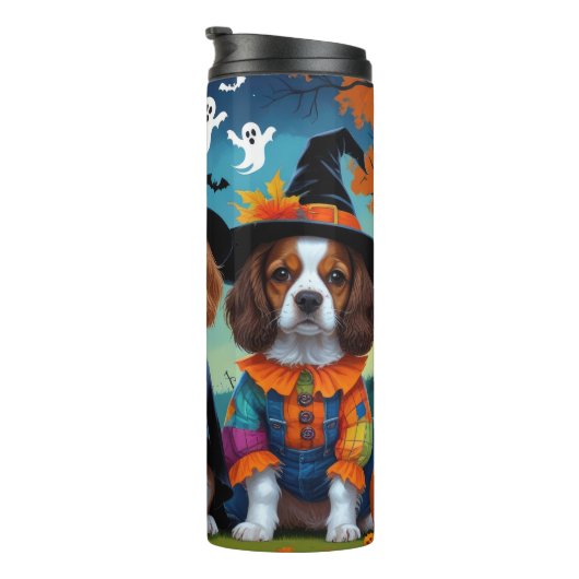 Brittany Spaniel Hogs Pumpkin Halloween Funny Thermosbecher (Nach rechts gedreht)