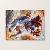 Brittany Spaniel Hund Acrylic Art Print Dog Gesche Puzzle (Horizontal)
