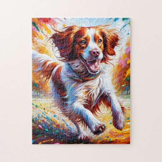 Brittany Spaniel Hund Acrylic Art Print Dog Gesche Puzzle (Vertikal)