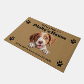 Brittany Spaniel Hund Fußmatte (Schrägansicht)