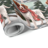 Brittany Spaniel Hund in Schnee Weihnachten Geschenkpapier (Rolleneckpunkt)