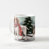 Brittany Spaniel Hund in Schnee Weihnachten Kaffeetasse (Vorderseite Links)
