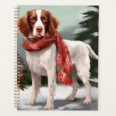 Brittany Spaniel Hund in Schnee Weihnachten Planer (Vorderseite)