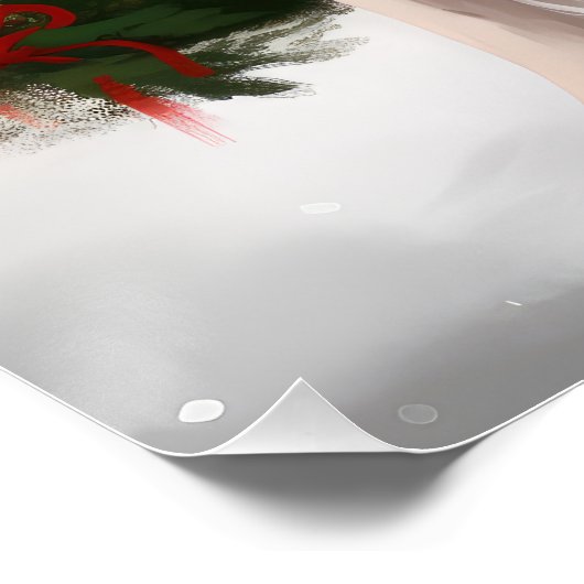 Brittany Spaniel Hund in Schnee Weihnachten Poster (Ecke)