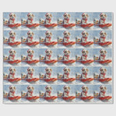 Brittany Spaniel Hund in Sledge Weihnachten Geschenkpapier (Flach)