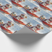 Brittany Spaniel Hund in Sledge Weihnachten Geschenkpapier (Ecke)