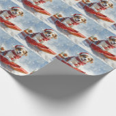 Brittany Spaniel Hund in Sledge Weihnachten Geschenkpapier (Ecke)