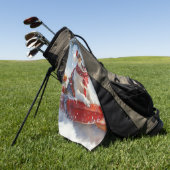 Brittany Spaniel Hund in Sledge Weihnachten Golfhandtuch (Gras)