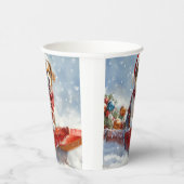 Brittany Spaniel Hund in Sledge Weihnachten Pappbecher (Rechts)