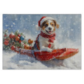 Brittany Spaniel Hund in Sledge Weihnachten Schneidebrett (Vorderseite)