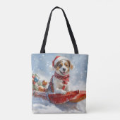 Brittany Spaniel Hund in Sledge Weihnachten Tasche (Rückseite)