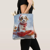Brittany Spaniel Hund in Sledge Weihnachten Tasche (Von Nahem)
