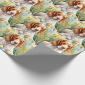 Brittany Spaniel Hund mit Ostereiern Urlaub Geschenkpapier (Ecke)
