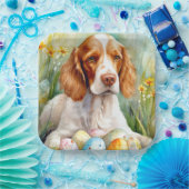 Brittany Spaniel Hund mit Ostereiern Urlaub Pappteller (Party)