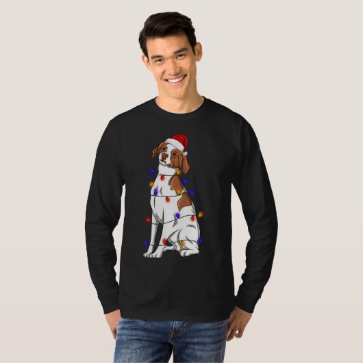 Brittany Spaniel Hund tragen Weihnachtshuttler T-Shirt (Vorne ganz)