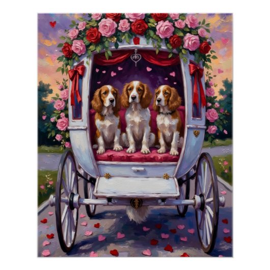 Brittany Spaniel Hund Valentinstag Poster (Vorderseite)